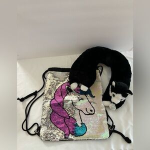 Unicorn Flip Sequin Drawstring and HealthTouch Husky Neck Massager Bundle Set